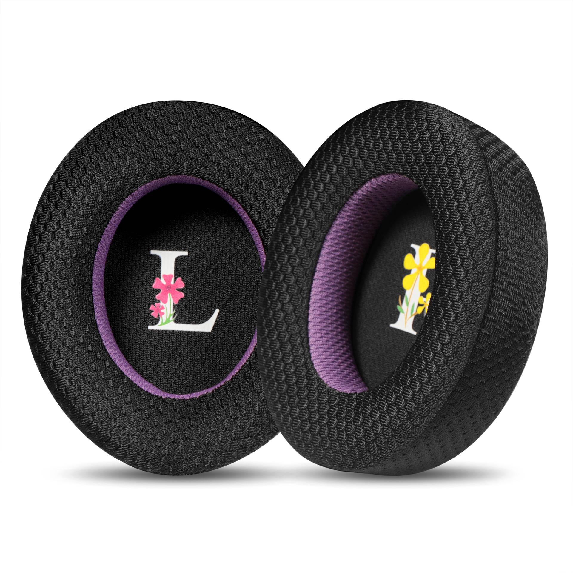 Atmungsaktive schwarze und lila Ohrpolster für Sennheiser Momentum 3 Kopfhörer (2er-Pack)