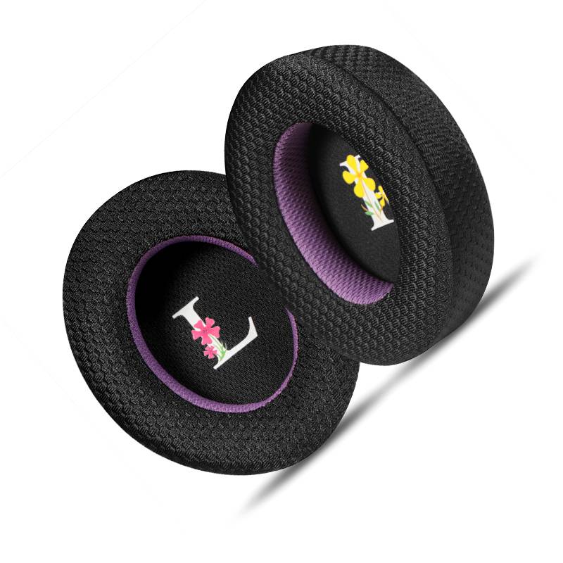 Atmungsaktive schwarze und lila Ohrpolster für Sennheiser Momentum 3 Kopfhörer (2er-Pack)