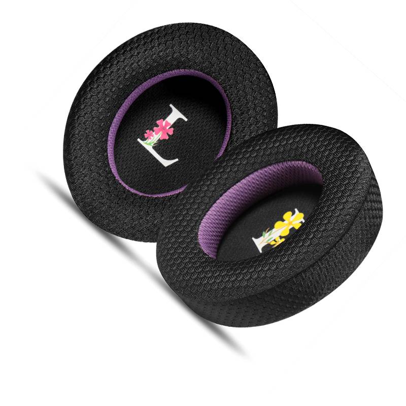 Atmungsaktive schwarze und lila Ohrpolster für Sennheiser Momentum 3 Kopfhörer (2er-Pack)