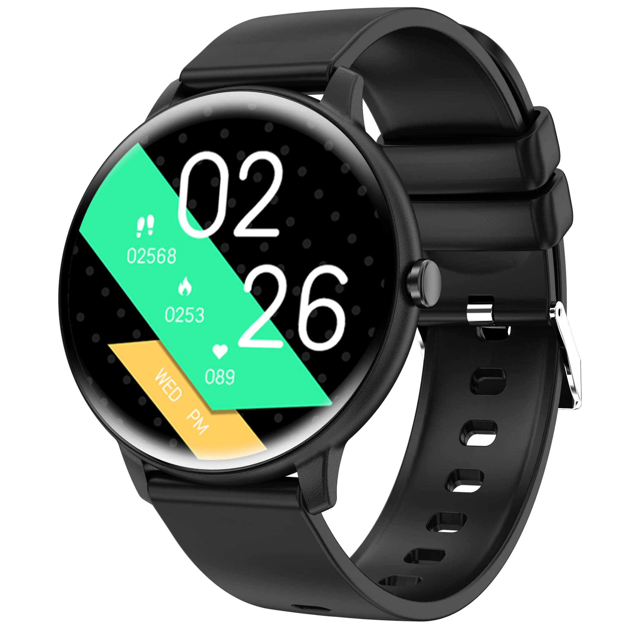 Smartwatch mit Bluetooth-Telefonie, SpO2- und Herzfrequenzmessung, 1.39 inch Rund-TFT, 210mAh Akku, Magnetisches Laden - JYouPro App kompatibel mit