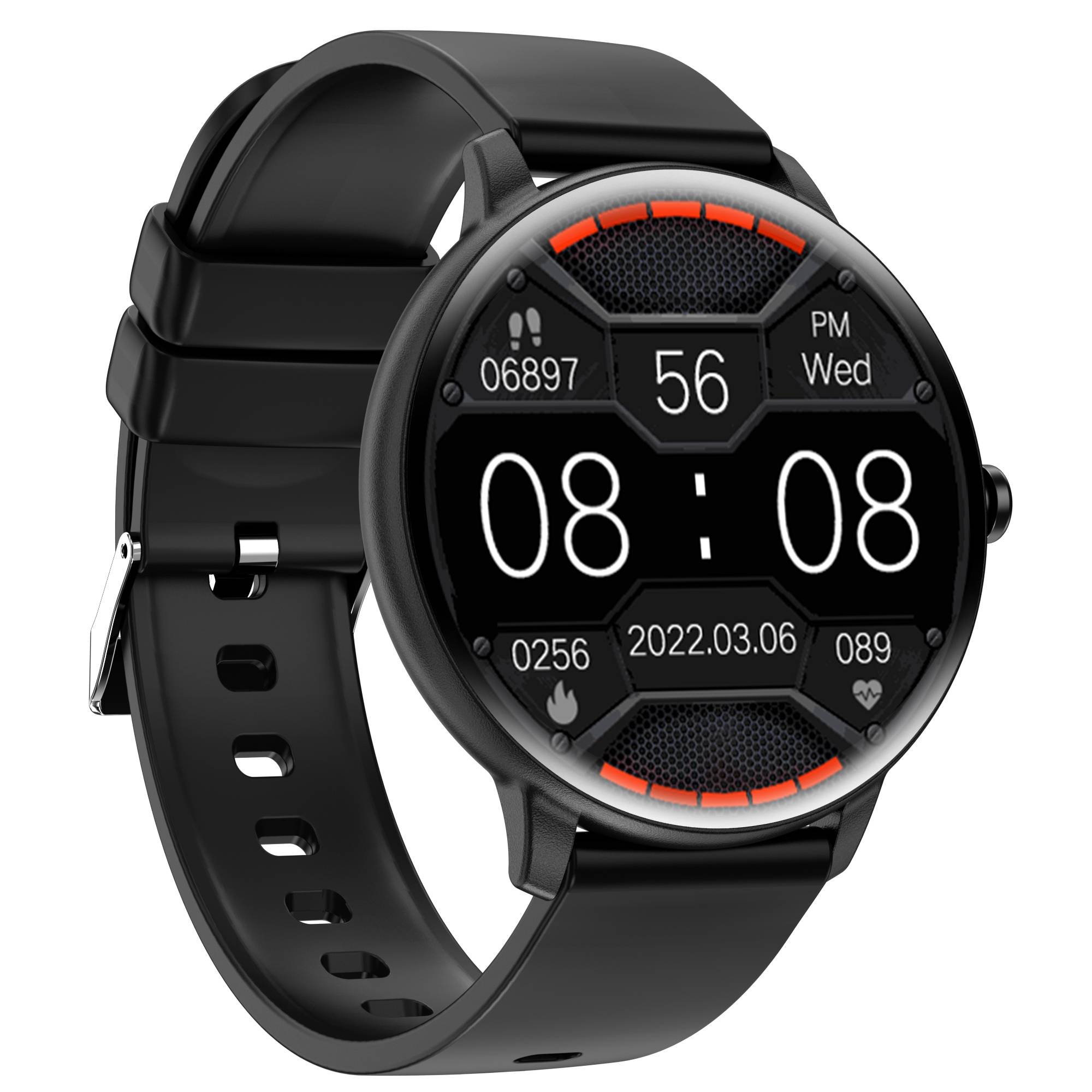 Smartwatch mit Bluetooth-Telefonie, SpO2- und Herzfrequenzmessung, 1.39 inch Rund-TFT, 210mAh Akku, Magnetisches Laden - JYouPro App kompatibel mit