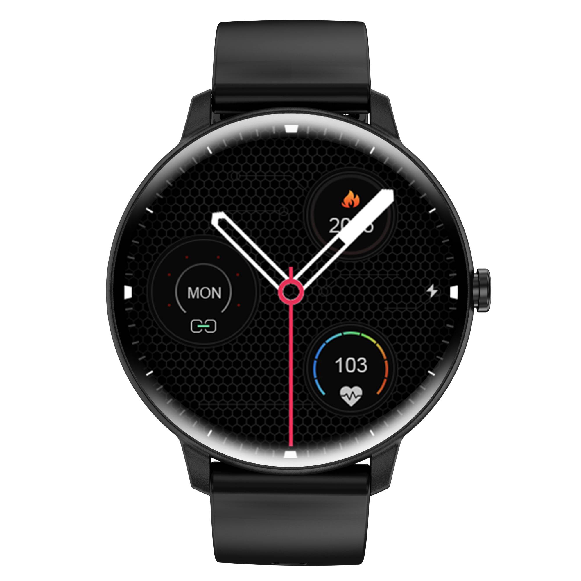 Smartwatch mit Bluetooth-Telefonie, SpO2- und Herzfrequenzmessung, 1.39 inch Rund-TFT, 210mAh Akku, Magnetisches Laden - JYouPro App kompatibel mit