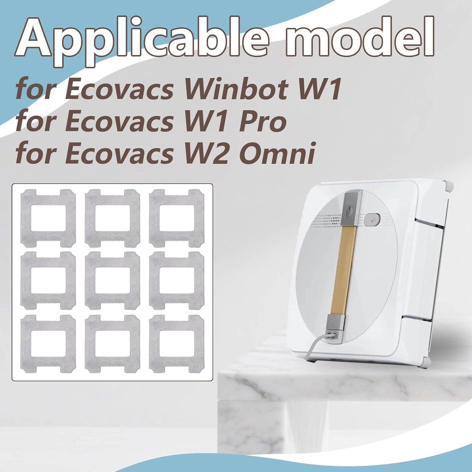 Ecovacs Winbot W1/W1 Pro/W2 Omni Fensterreinigungsroboter Mopp Pads - 9er Pack, kompatibel mit Ecovacs