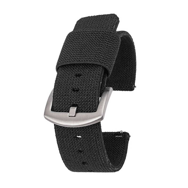 Uhrenarmband aus Nylon mit Schnellverschluss-Federstegen Black 20 mm