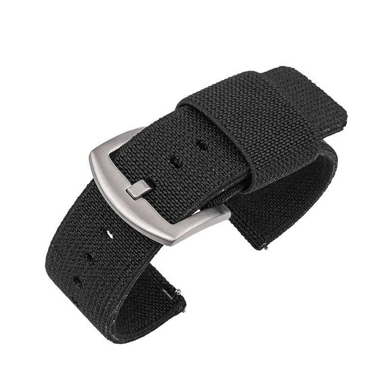 Uhrenarmband aus Nylon mit Schnellverschluss-Federstegen Black 20 mm