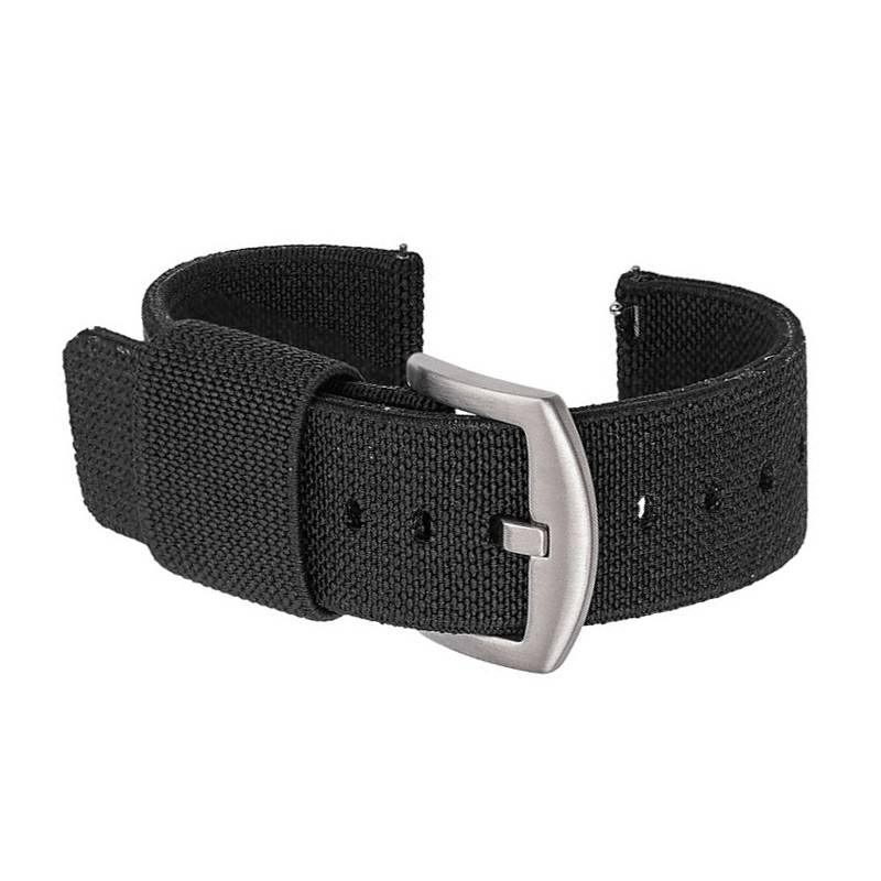 Uhrenarmband aus Nylon mit Schnellverschluss-Federstegen Black 20 mm