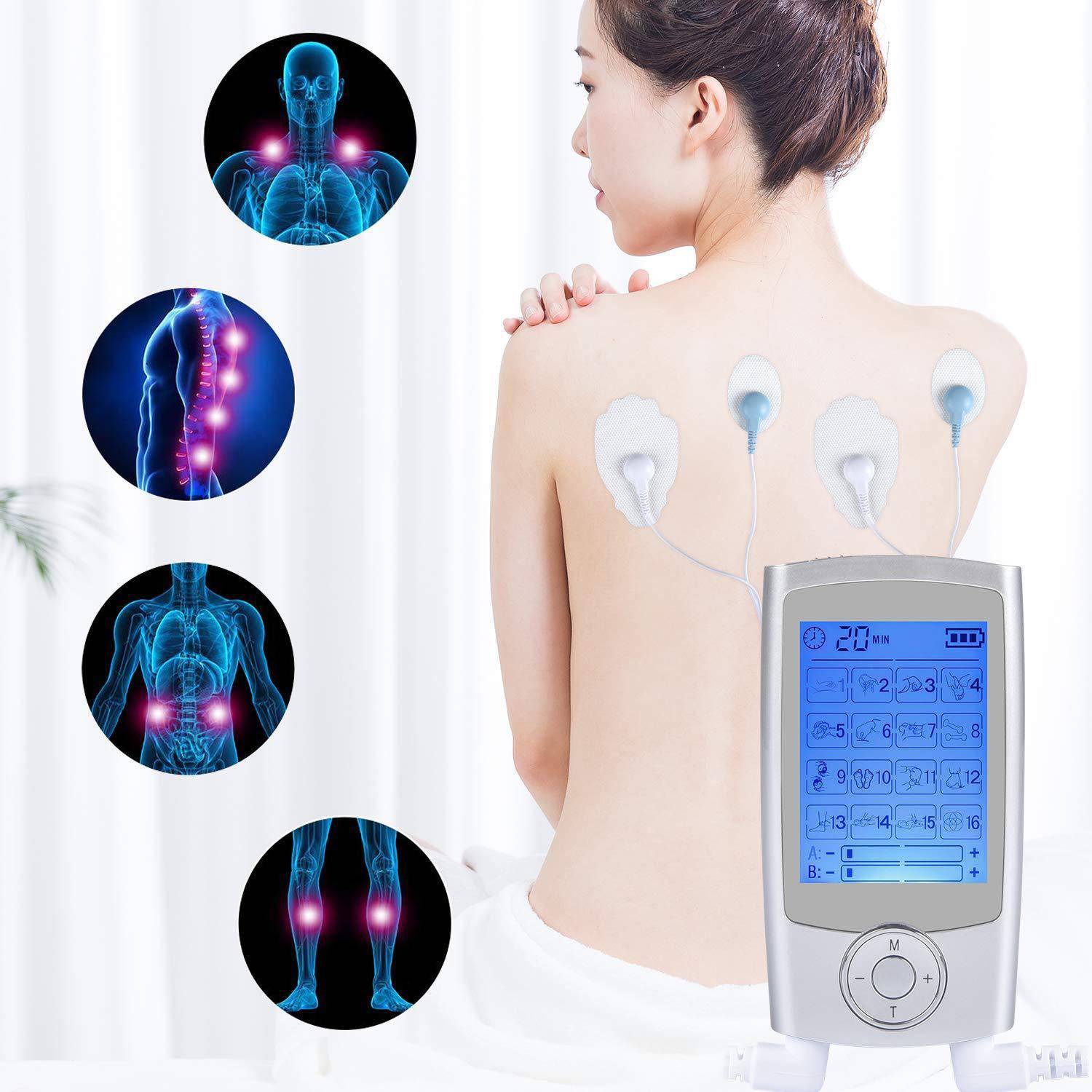 TENS-Gerät EMS-Muskelstimulator mit 16 Massagemodi Silver
