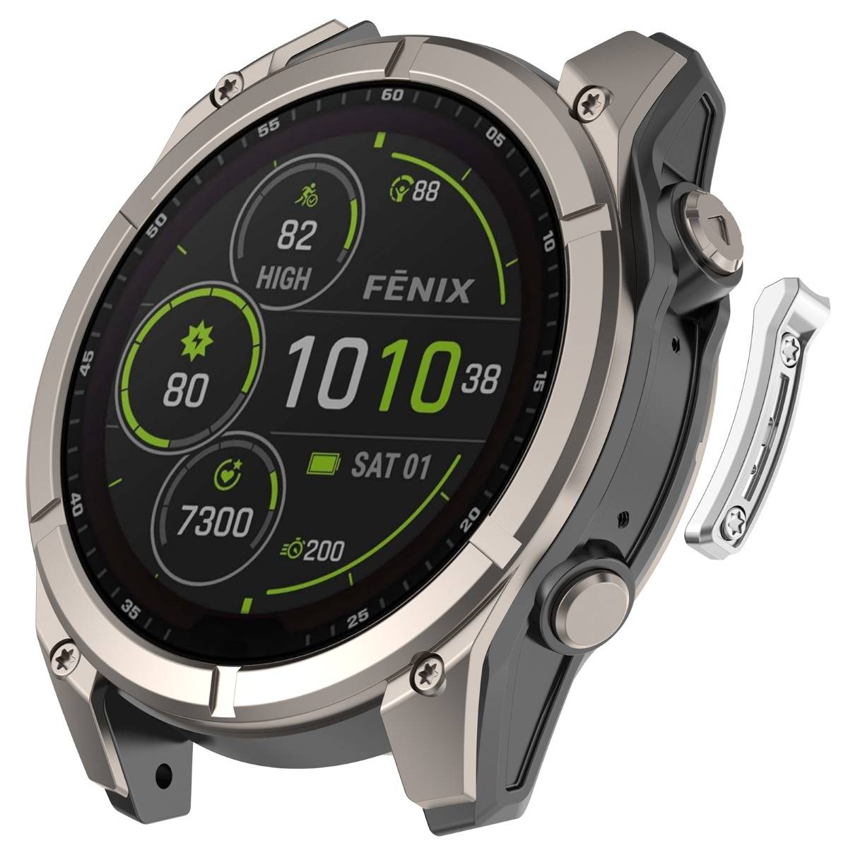 47-mm-Edelstahl-Uhrenschutzleiste – Metallischer Antikollisionsschutz, kompatibel mit Garmin Fenix 8-Serie Silver