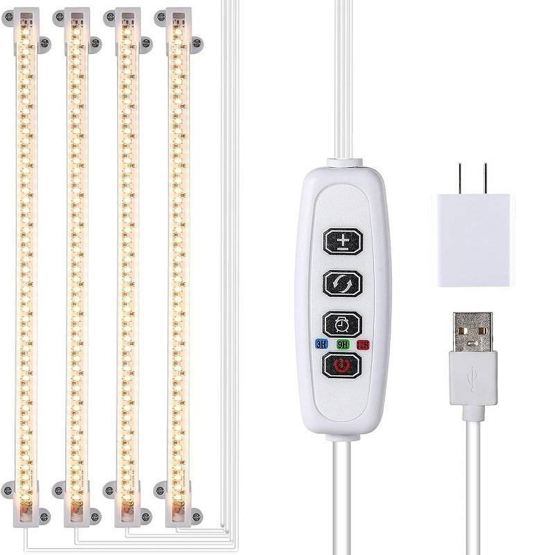 Pflanzenbeleuchtung, Wachstumslicht für Zimmerpflanzen, mit Vollspektrum und Timer White