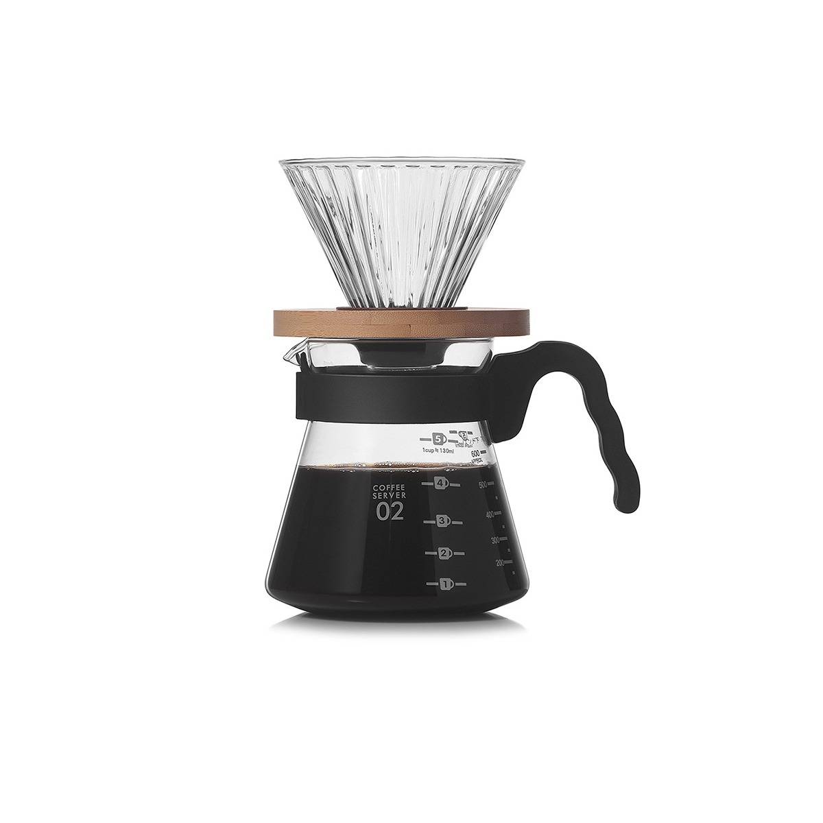 600ml Borosilikatglas Kaffeekanne mit Filter, Hitzebeständige Kaffeemaschine