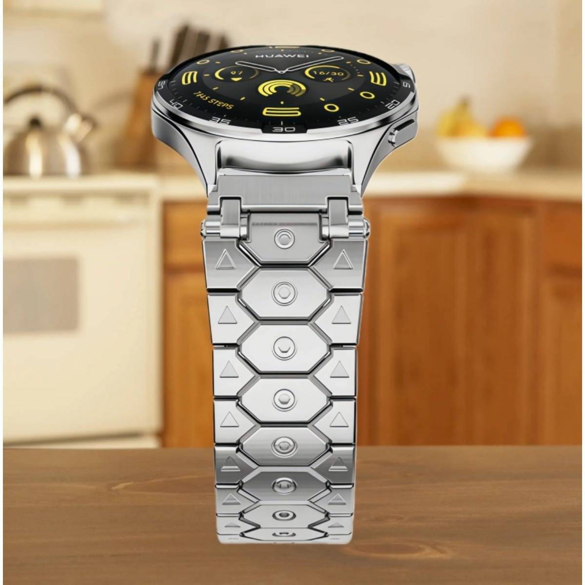 Solid Stainless Steel Hex Titan Universal Uhrenarmband kompatibel mit Samsung Galaxy Watch7/6 Silver 20 mm