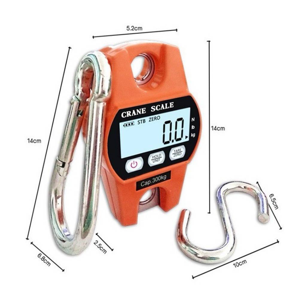 300KG Digitale Hängewaage mit LCD-Display - Hochpräzise Kranwaage Orange