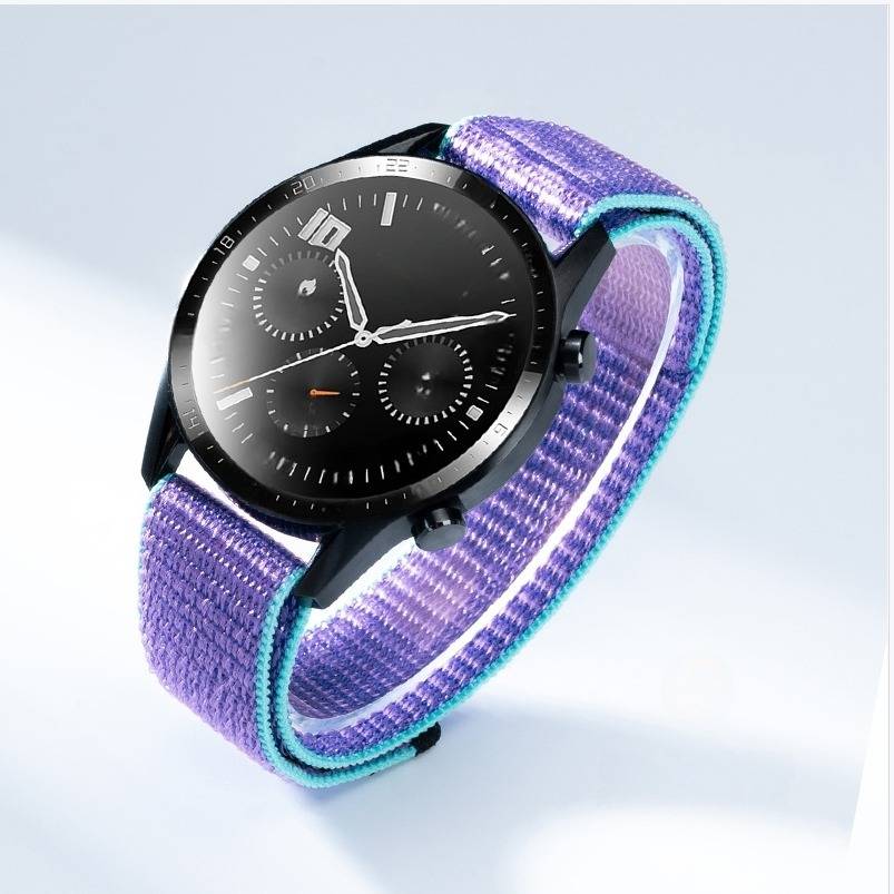22mm Nylon Sport Loop Armband kompatibel mit Garmin Fenix 8/7/6 Pro/7 Pro - Atmungsaktiv & Verstellbar Purple