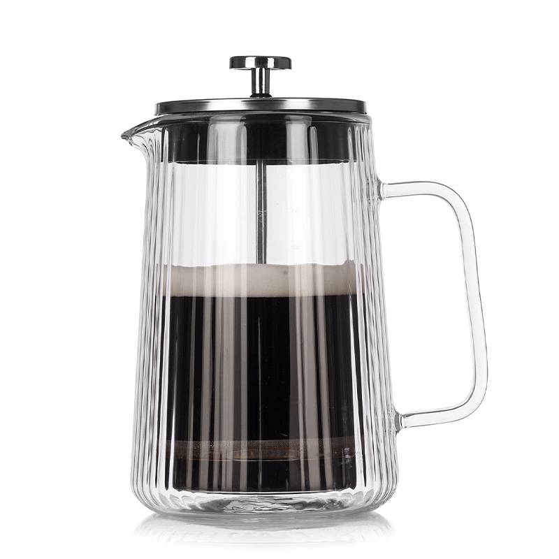 1000ML Vertikale Streifen Doppelwandige French-Press-Kaffeemaschine