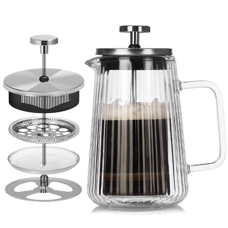 1000ML Vertikale Streifen Doppelwandige French-Press-Kaffeemaschine