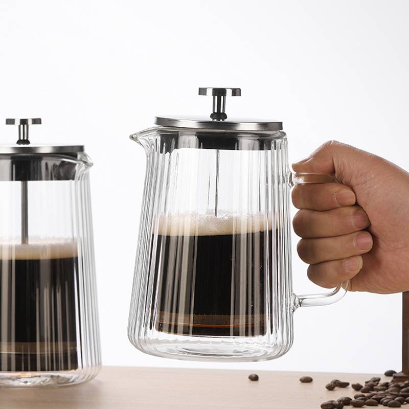 1000ML Vertikale Streifen Doppelwandige French-Press-Kaffeemaschine