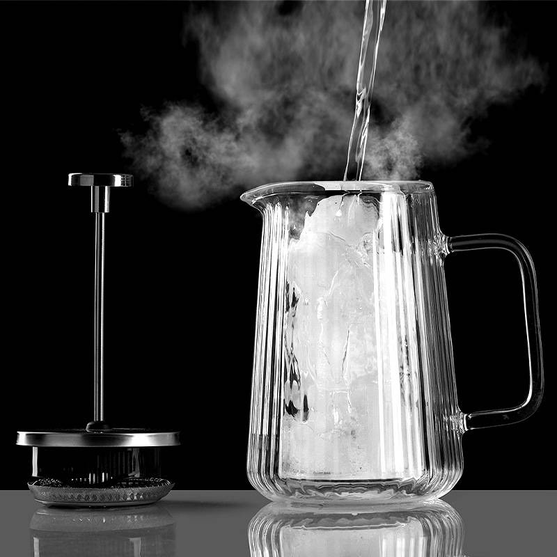 1000ML Vertikale Streifen Doppelwandige French-Press-Kaffeemaschine