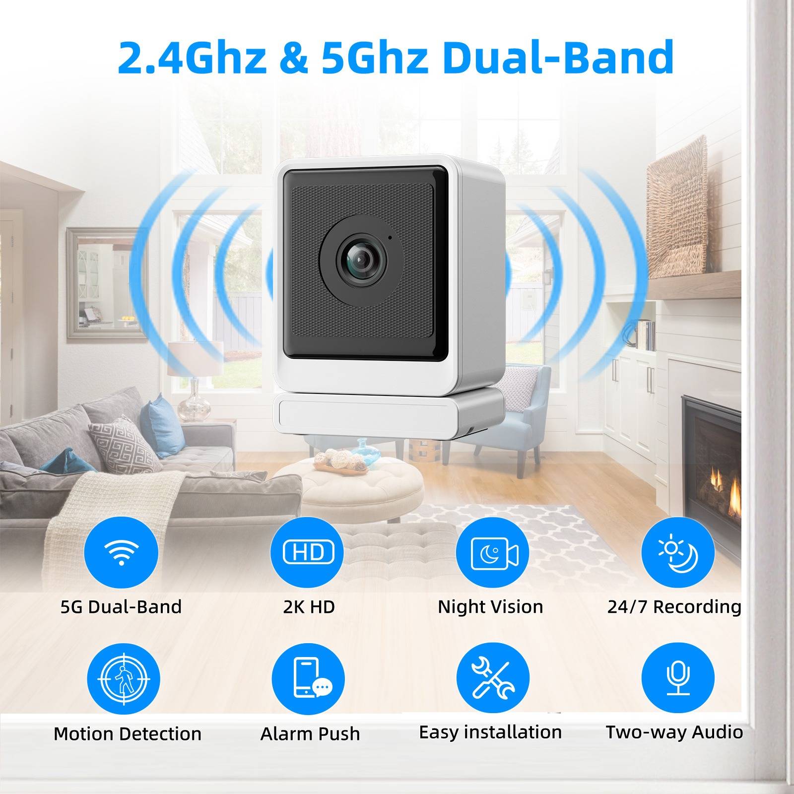 3MP AI Starlight Fensterkamera - 2K FHD Smart Überwachung mit Magnetfuß