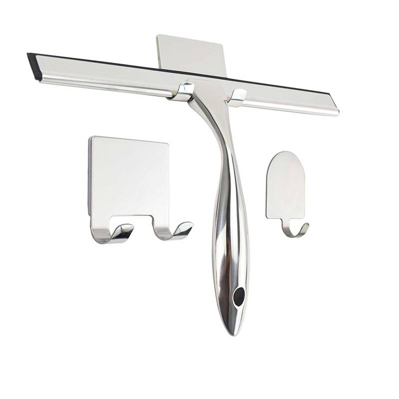 Edelstahl Glasabzieher Set mit kurzem Griff und Haken – Ideal für Bad, Fenster & Autoreinigung 14 Zoll