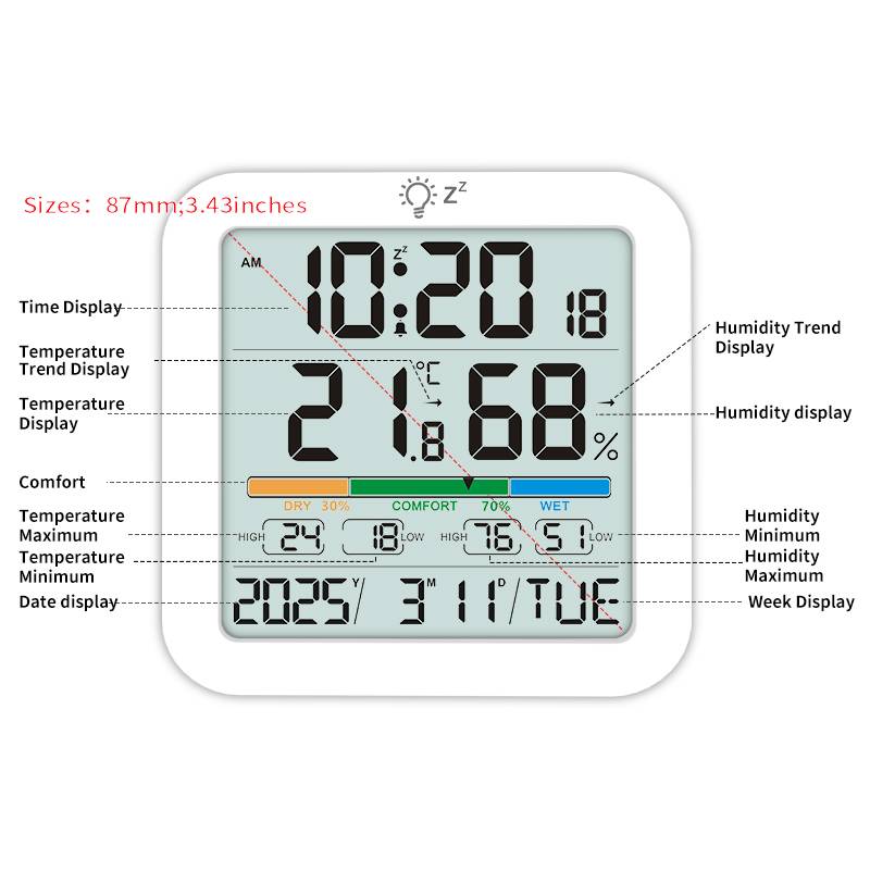 Großes LCD Digitales Thermometer Hygrometer Uhr
