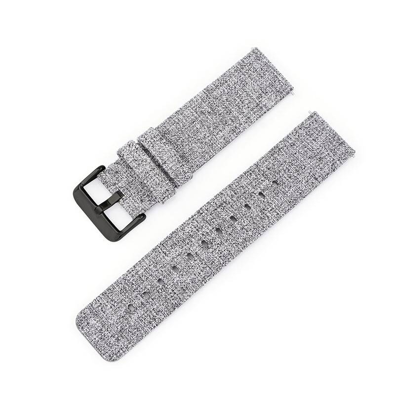 Canvas Uhrenarmband - Hellgrau mit schwarzer Schnalle 14 mm