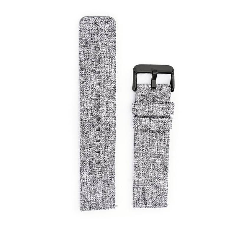 Canvas Uhrenarmband - Hellgrau mit schwarzer Schnalle 14 mm