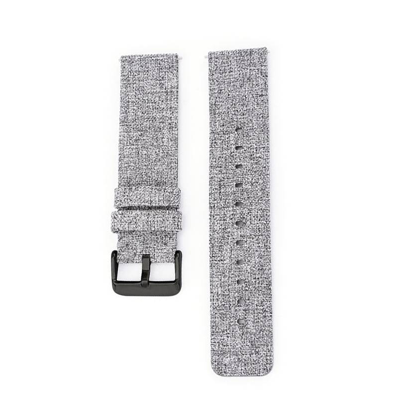 Canvas Uhrenarmband - Hellgrau mit schwarzer Schnalle 14 mm