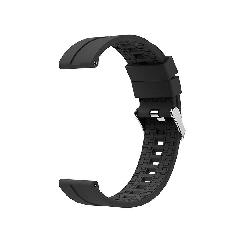 Premium Schwarzes Silikon Uhrenarmband - 22mm Silberschnalle