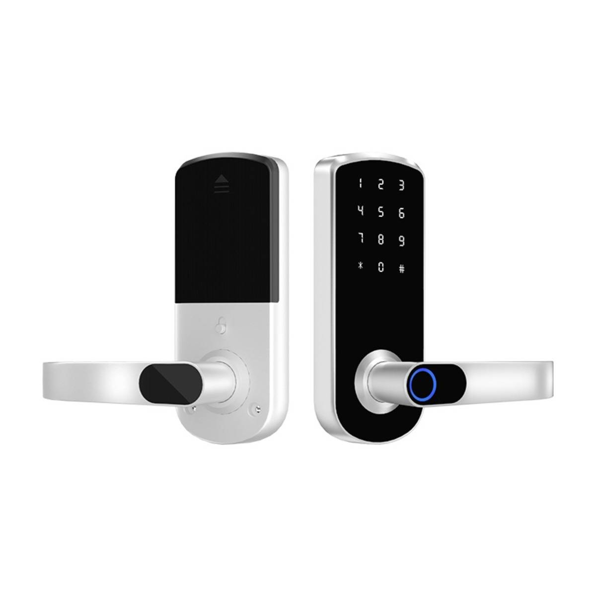 Smart Türschloss Fingerabdruck Tuya - TTLock Bluetooth Biometrisches schlüsselloses System für Haus, Wohnung, Hotel, Schule Silver