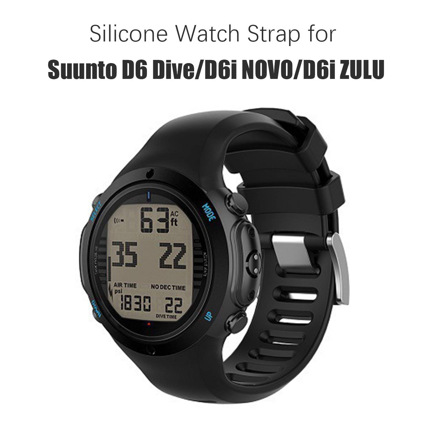 Silikonarmband für Suunto D6 Dive/D6i NOVO/D6i ZULU Black
