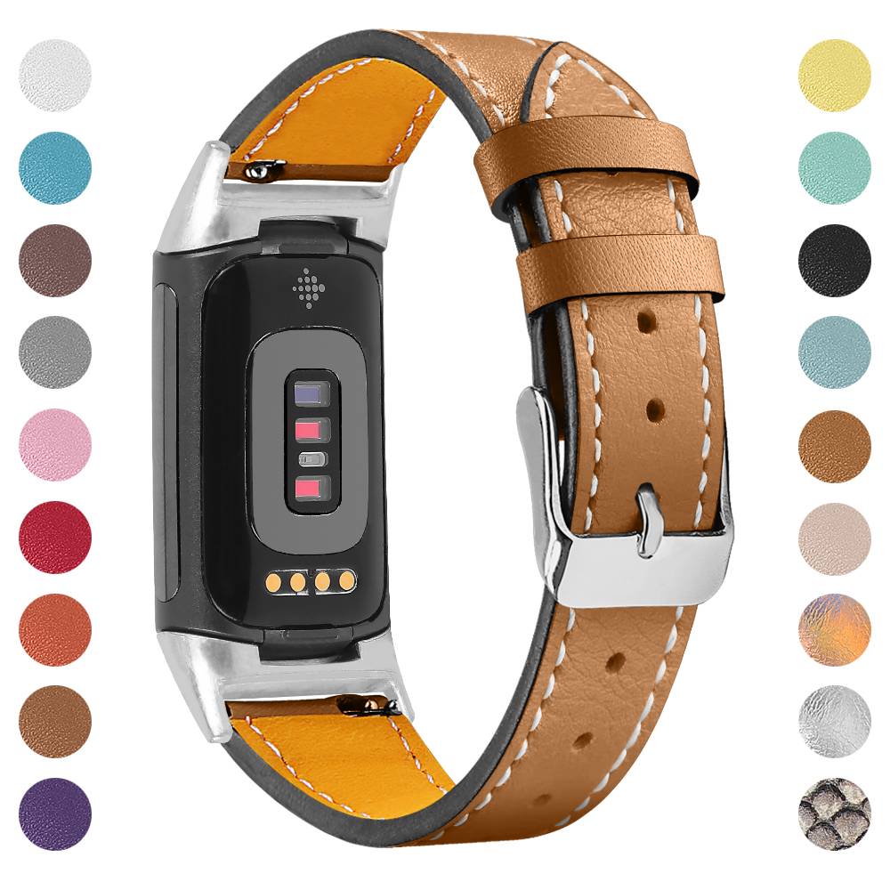 Echtleder-Uhrenarmband für Fitbit Charge 5/6 coffee