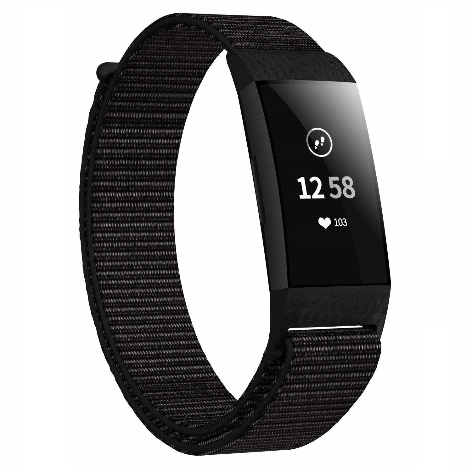 Fitbit Charge 3/4 Armband Nylon Schwarz