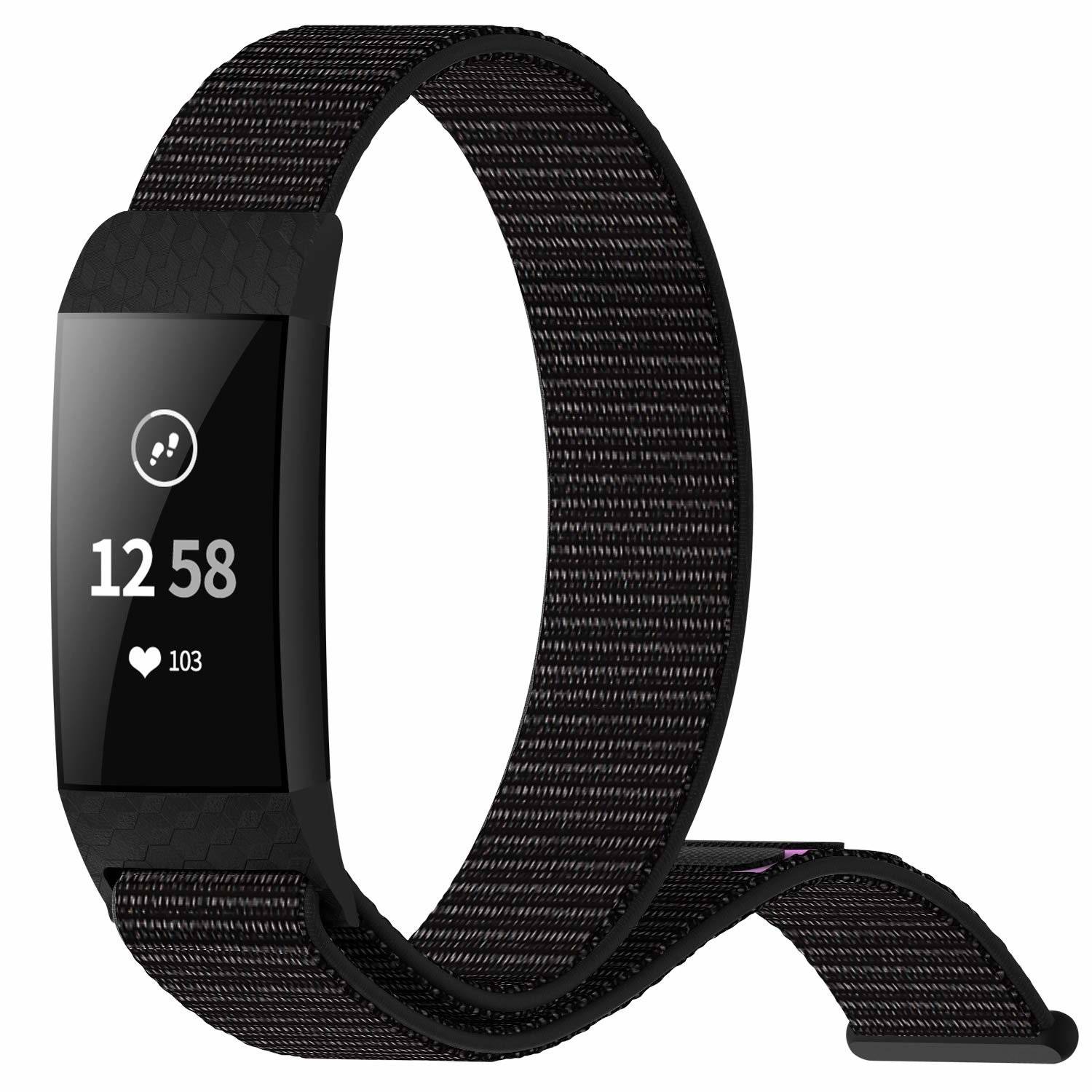 Fitbit Charge 3/4 Armband Nylon Schwarz
