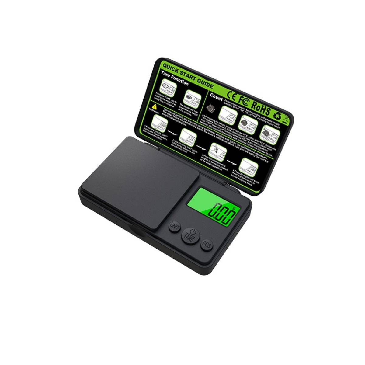 Schmuckwaage 50 g/0,01 g – Tragbare, präzise digitale Taschenwaage, schwarzes ABS, Unterstützung für mehrere Einheiten