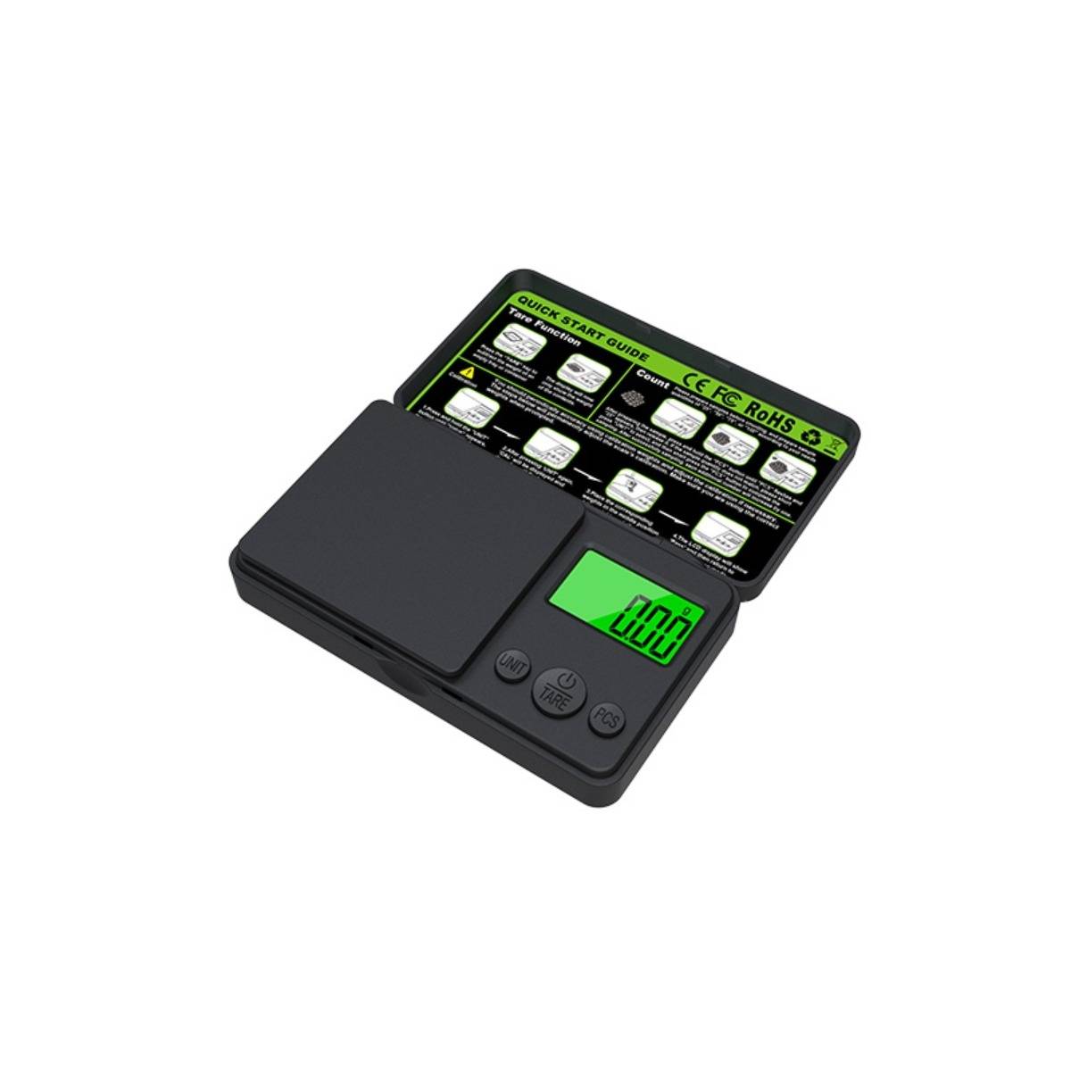 Schmuckwaage 50 g/0,01 g – Tragbare, präzise digitale Taschenwaage, schwarzes ABS, Unterstützung für mehrere Einheiten