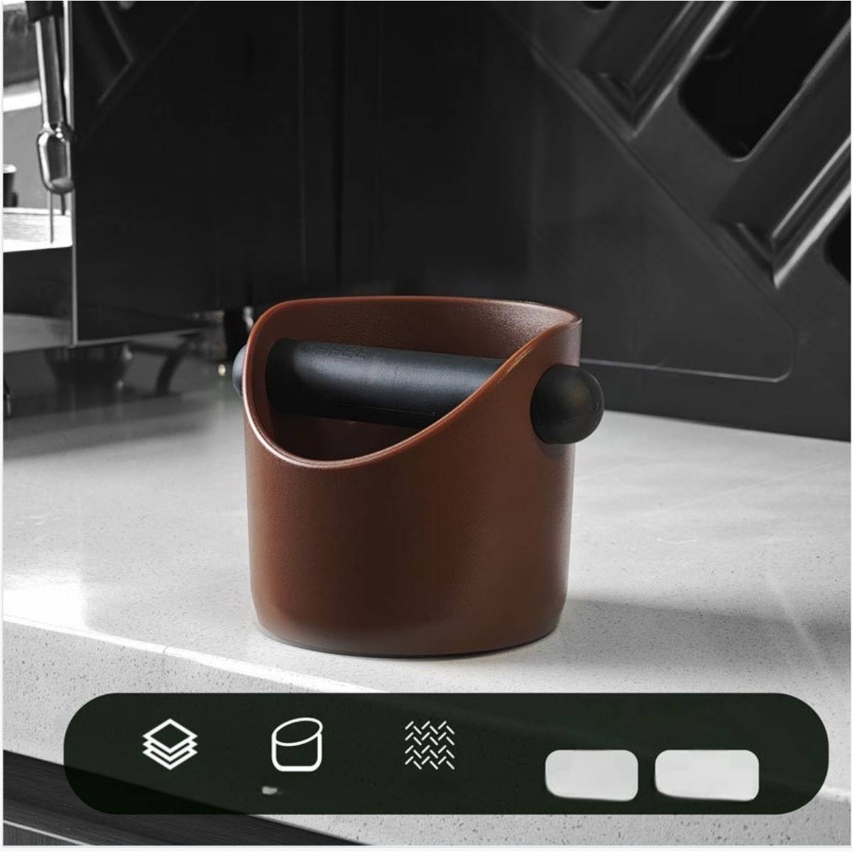 550ml Kaffeesatzbehälter mit Gummistange - ABS Espresso Kaffeesatzbehälter Brown