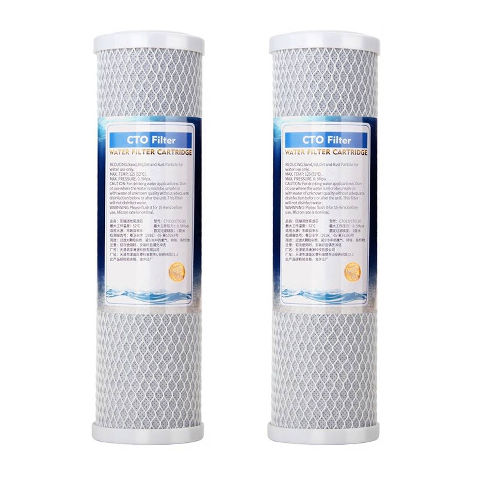 2er-Pack 10-Zoll Universal Wasserfilterkartusche - Komprimierte Kohle