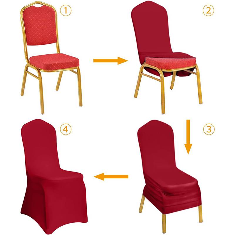 Stretch-Stuhlhussen für Esszimmerstühle, 6er-Set DarkRed