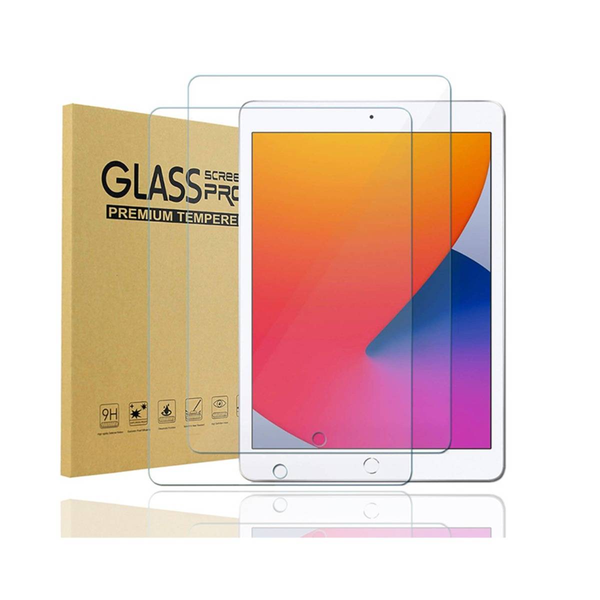 Kristallklarer Displayschutz aus gehärtetem Glas für iPad (2er-Pack) iPad 7/8/9 10,2 Zoll