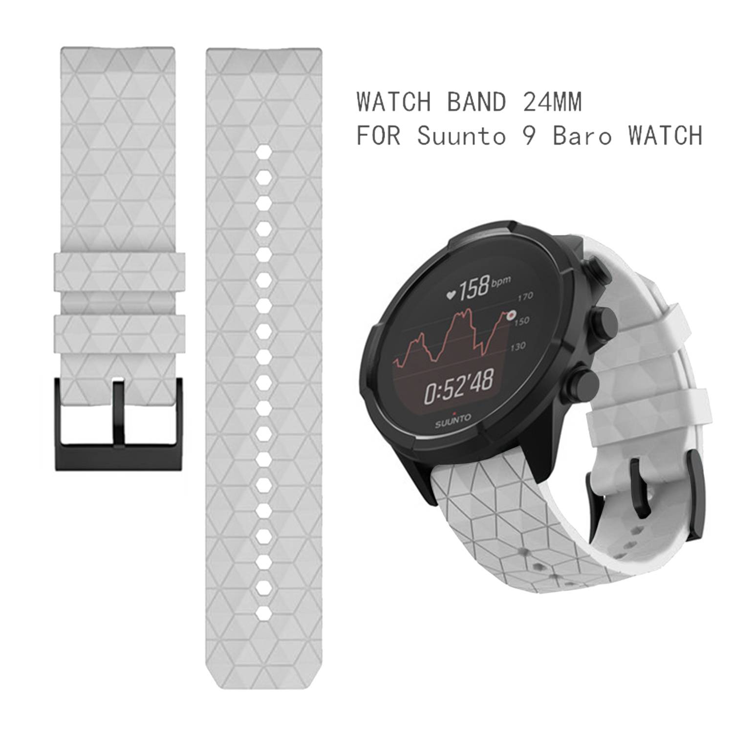 Uhrenarmband für Suunto Spartan Sport Wrist HR/9 Baro/9/D5/7 White