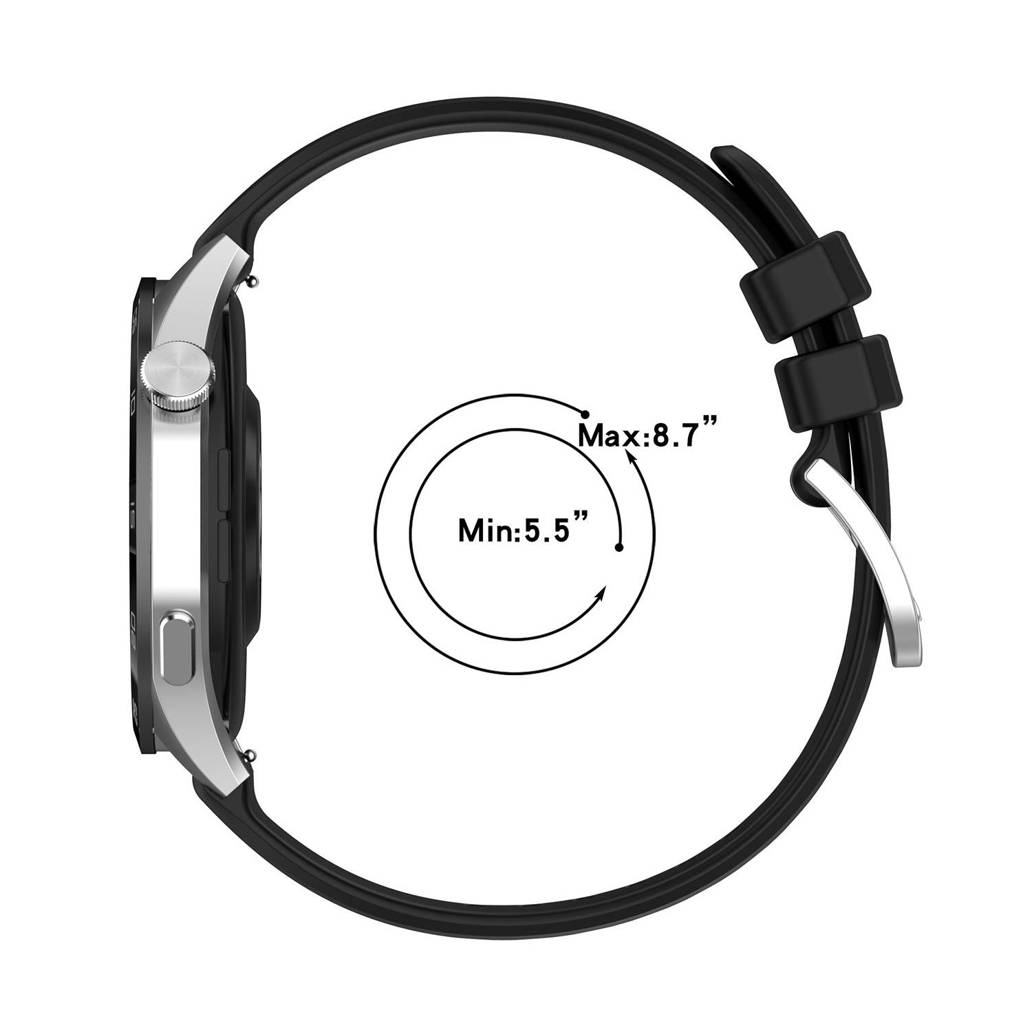 18 mm Silikonarmband, Huawei Watch GT 4 41 mm, Garmin Venu 3S, LG Watch Black