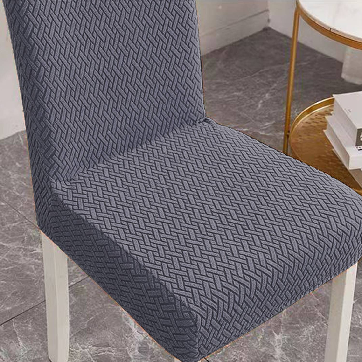 Set mit elastischen Stuhlhussen DarkGrey