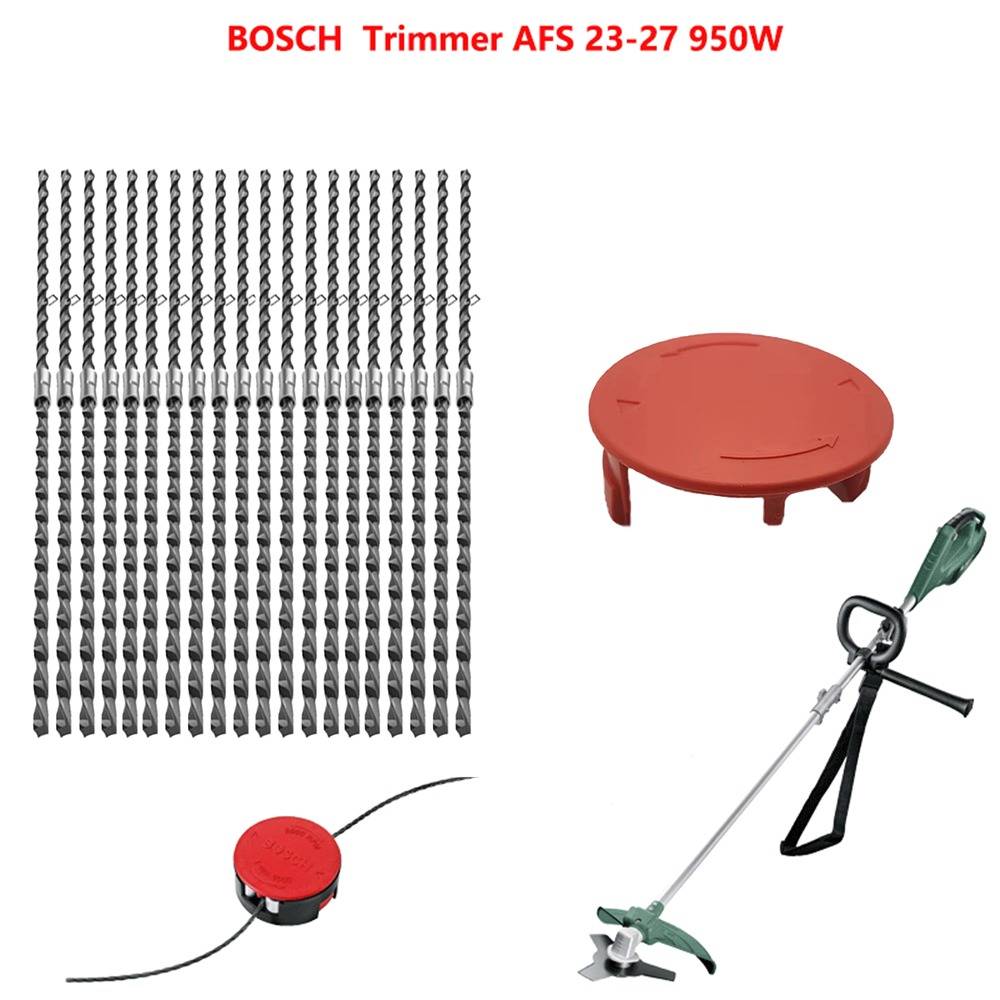 Rasentrimmer Fadenset - 20 Stück Trimmerfaden + 1 Stück Abdeckung kompatibel mit Bosch AFS 23-27