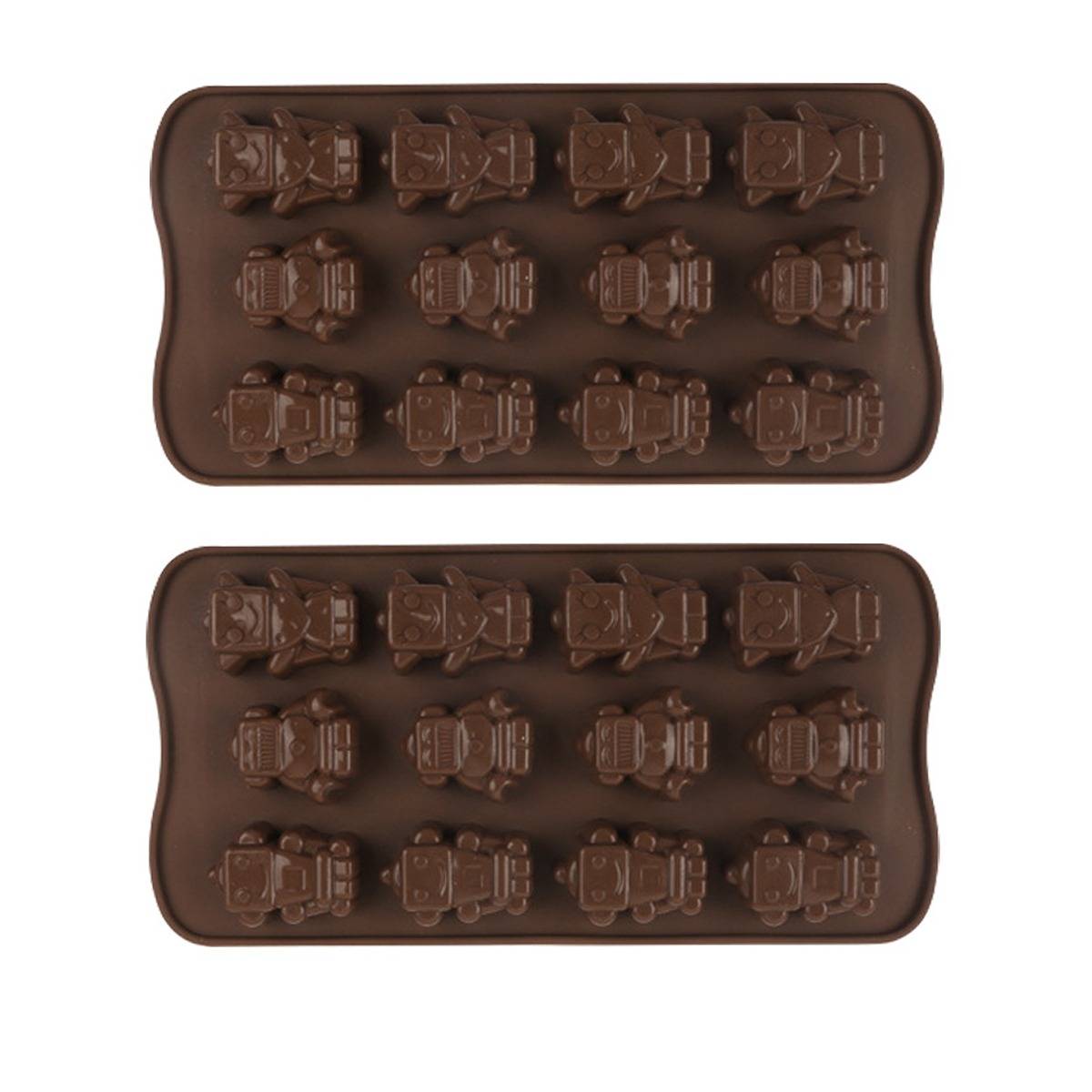 2er-Set Silikon-Roboter-Backform – 12 Förmchen für Schokolade, Bonbons, Gelee und Eiswürfel