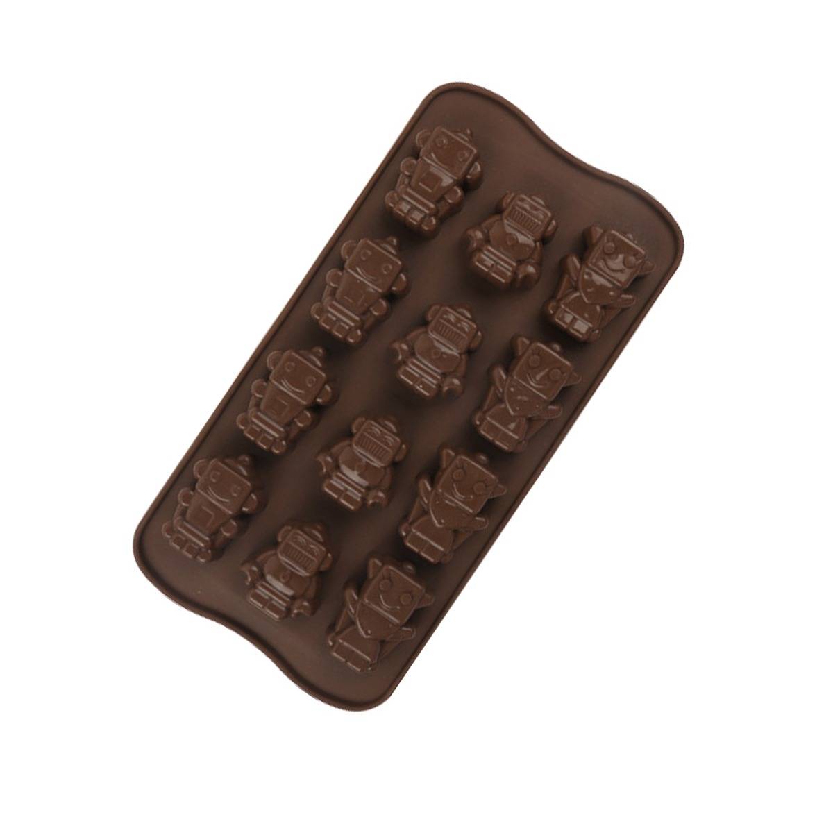 2er-Set Silikon-Roboter-Backform – 12 Förmchen für Schokolade, Bonbons, Gelee und Eiswürfel