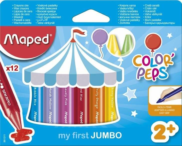 Wachsmaler Jumbo Maxi Color Peps 3-kant 12er-Sc mit Papierhülle