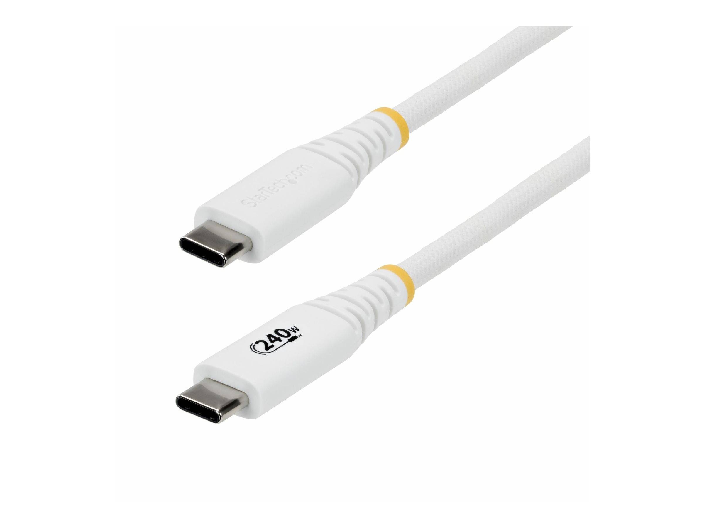 StarTech.com 2m USB-C Ladekabel, 240W (5A) PD EPR, USB-IF zertifiziert, langlebig, hochflexibel und robust, USB 2.0 Laptop Ladekabel - Weiß, 2