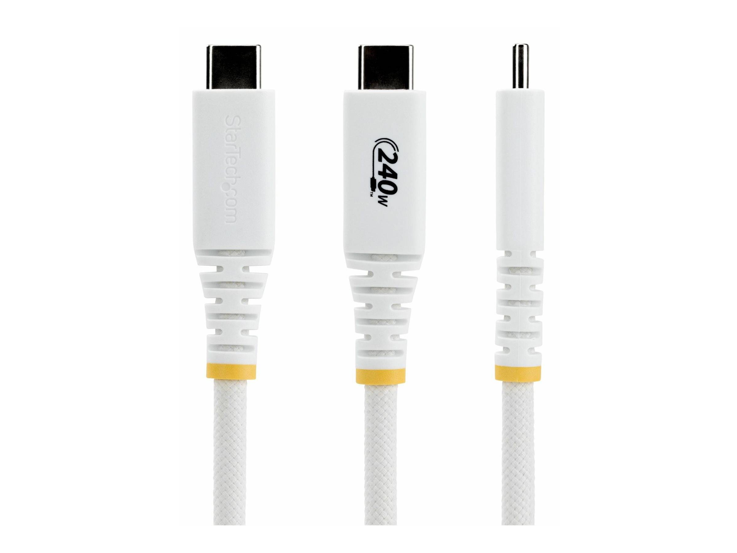 StarTech.com 2m USB-C Ladekabel, 240W (5A) PD EPR, USB-IF zertifiziert, langlebig, hochflexibel und robust, USB 2.0 Laptop Ladekabel - Weiß, 2