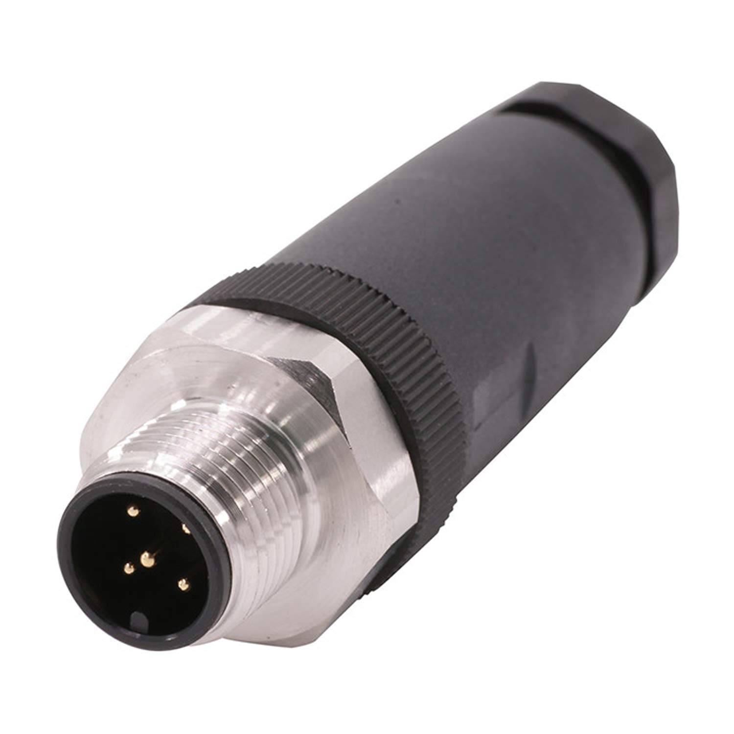 M12 Sensorsteckverbinder gerade Stift Schraubanschluss, Polzahl 5-polig Kabelabgang gerade, Klemmbereich 6,0mm - 8,0mm
