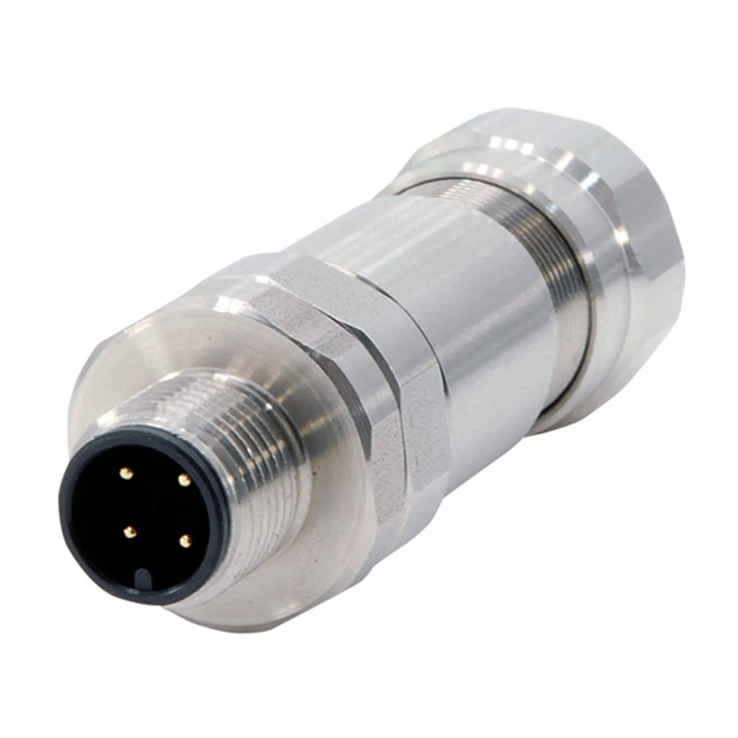 M12 Sensorsteckverbinder gerade Stift Schraubanschluss, Polzahl 4-polig Kabelabgang gerade, Klemmbereich 6,0mm - 8,0mm